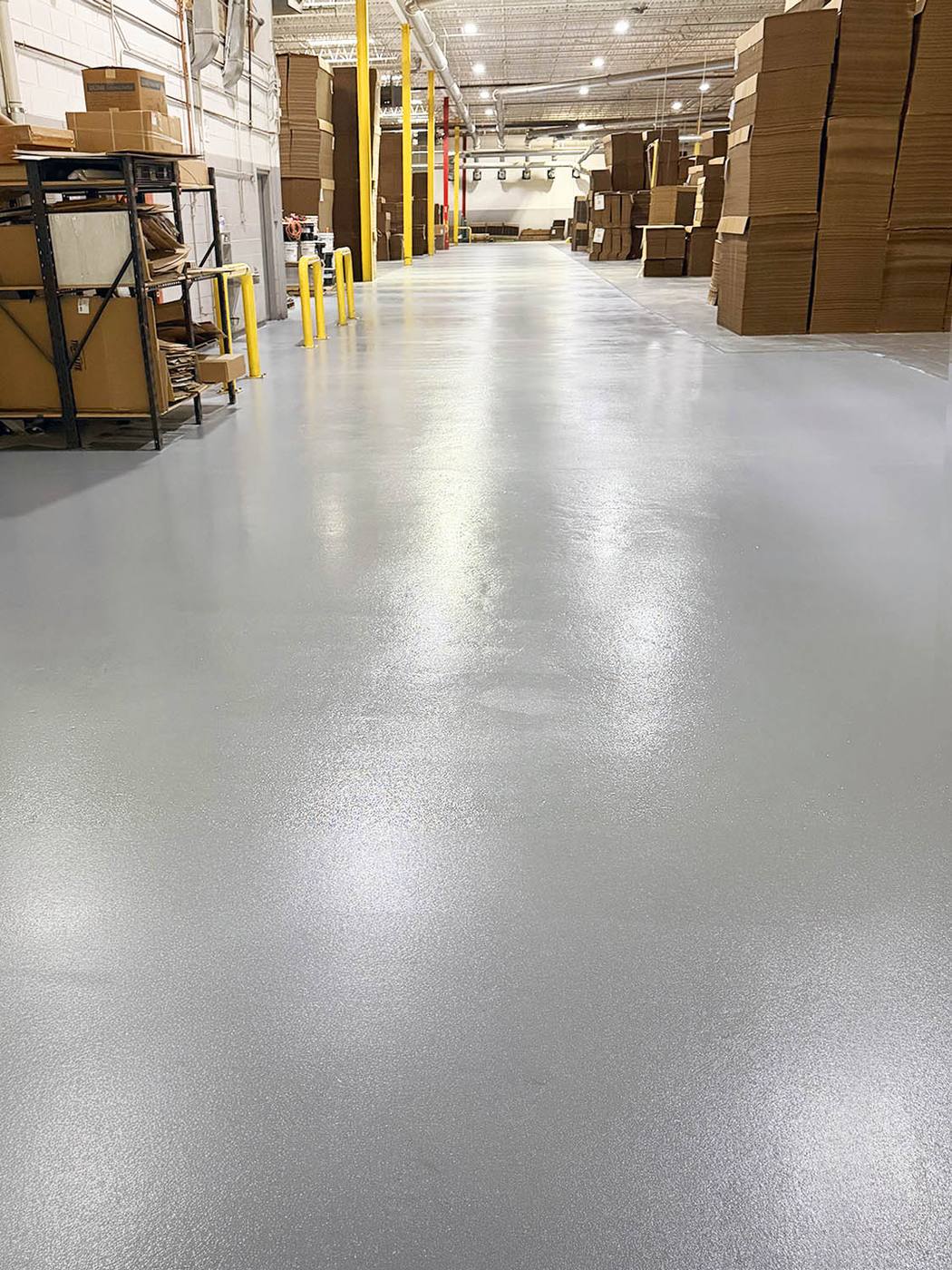 Coated warehouse floor