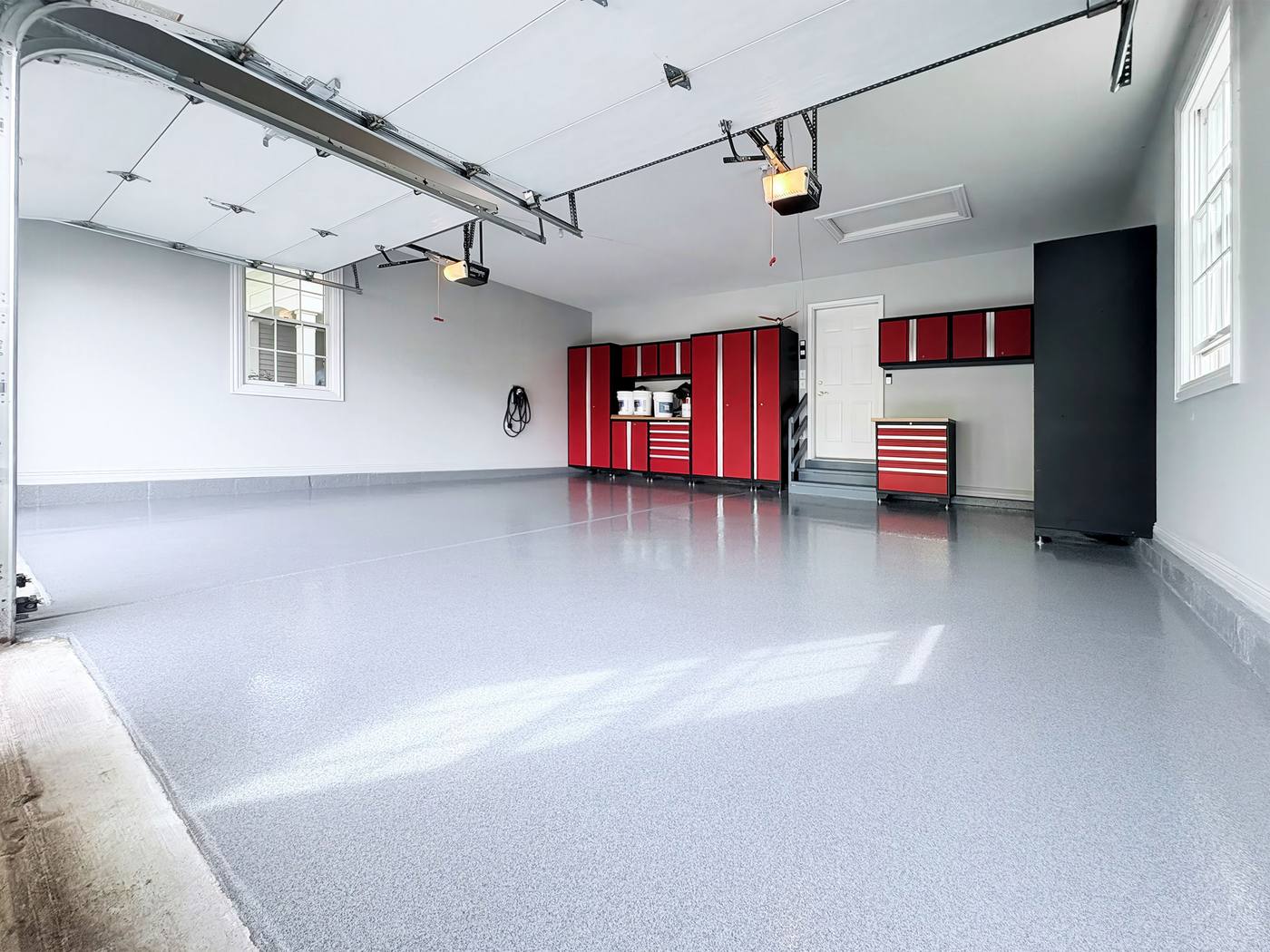 Coated garage floor