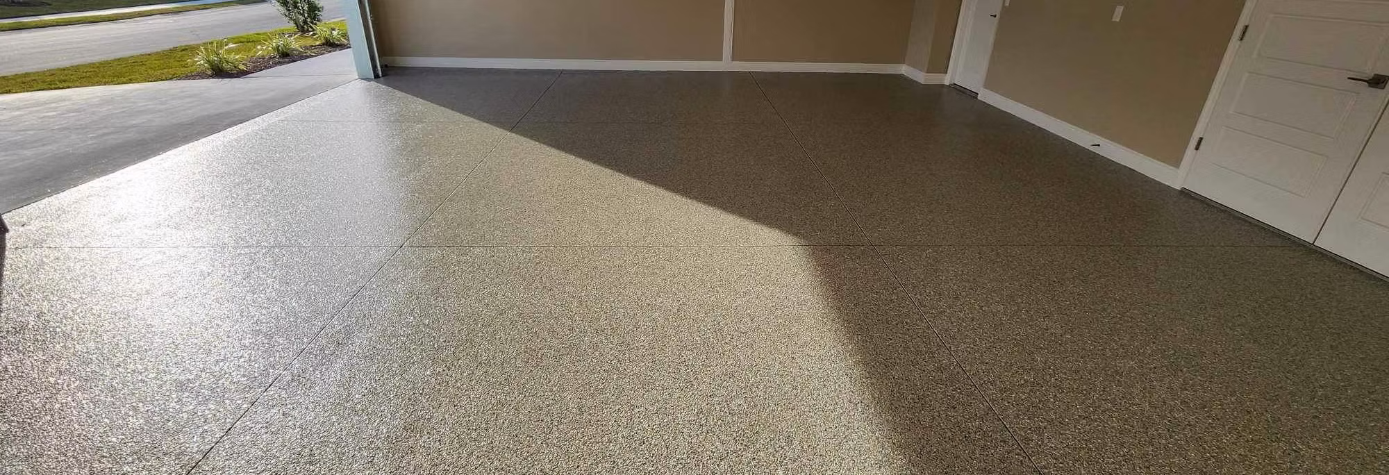 Coated garage floor