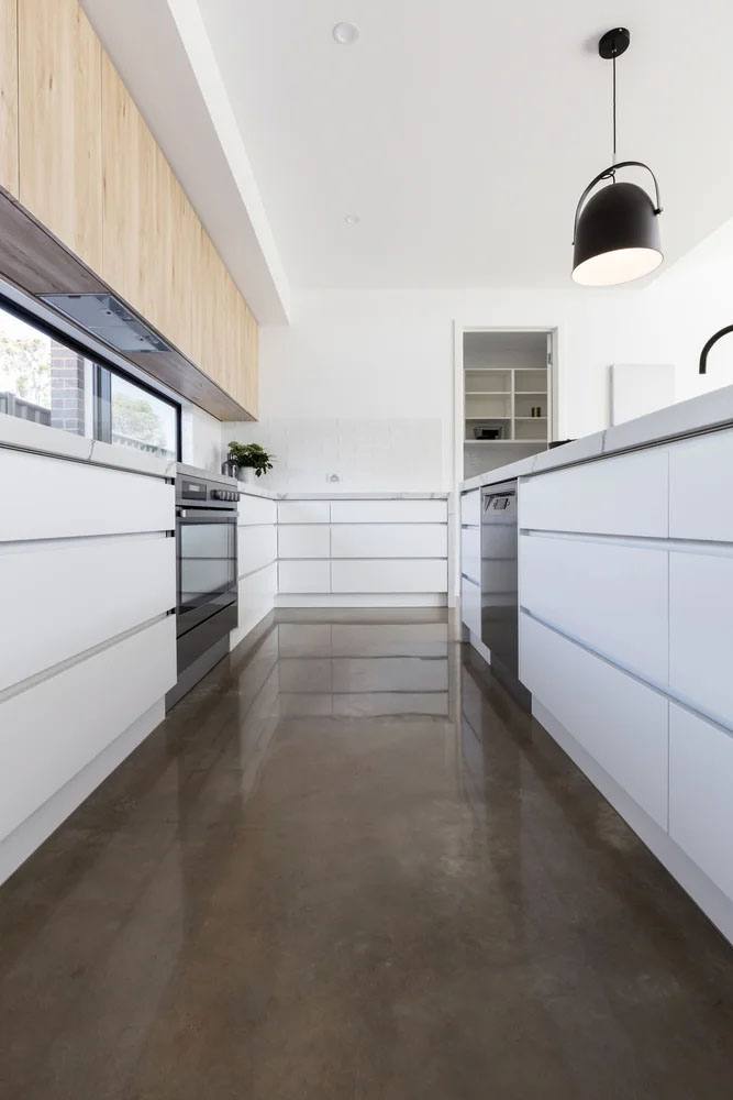 Polished concrete floor in a home
